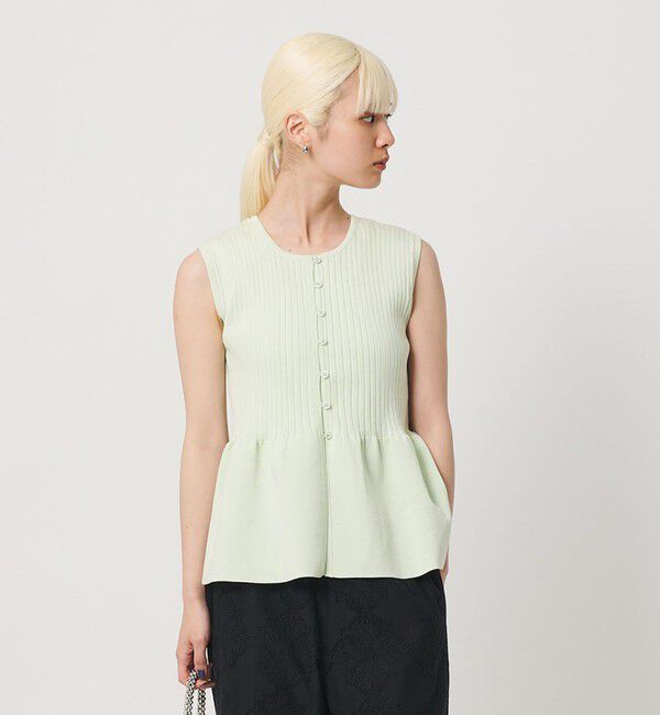 BEAUTY&YOUTH UNITED ARROWS「【WEB限定 Wardrobe DAILY MINIMAL】ペプラム2WAY ノースリーブリブニット ウォッシャブル」|ニット・セーター|LIME