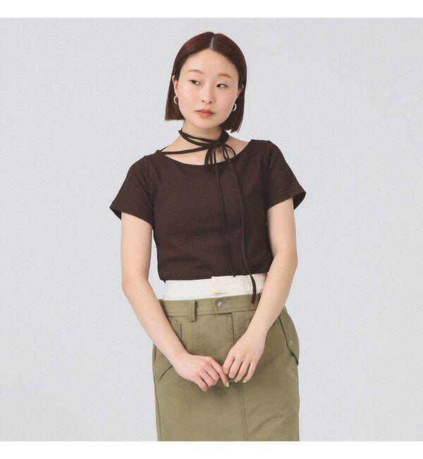 Ray BEAMS 「ネックリボン ボートネック Tシャツ」|Tシャツ・カットソー|BROWN