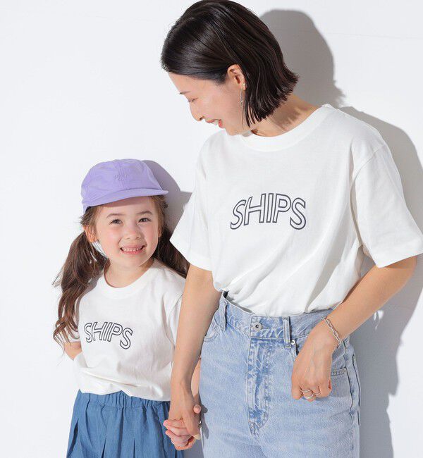 SHIPS KIDS「【WEB限定】SHIPS KIDS:100～160cm / 〈家族おそろい〉SHIPS ラウンド プリント ロゴ  Tシャツ」|Tシャツ・カットソー|