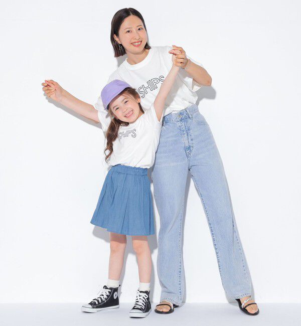 SHIPS KIDS「【WEB限定】SHIPS KIDS:100～160cm / 〈家族おそろい〉SHIPS ラウンド プリント ロゴ  Tシャツ」|Tシャツ・カットソー|