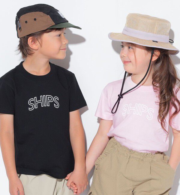 SHIPS KIDS「【WEB限定】SHIPS KIDS:100～160cm / 〈家族おそろい〉SHIPS ラウンド プリント ロゴ  Tシャツ」|Tシャツ・カットソー|