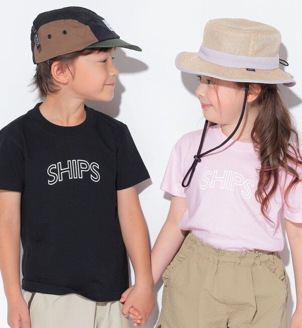 SHIPS KIDS「【WEB限定】SHIPS KIDS:100～160cm / 〈家族おそろい〉SHIPS ラウンド プリント ロゴ  Tシャツ」|Tシャツ・カットソー|
