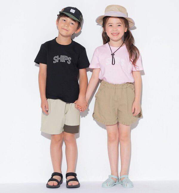 SHIPS KIDS「【WEB限定】SHIPS KIDS:100～160cm / 〈家族おそろい〉SHIPS ラウンド プリント ロゴ  Tシャツ」|Tシャツ・カットソー|