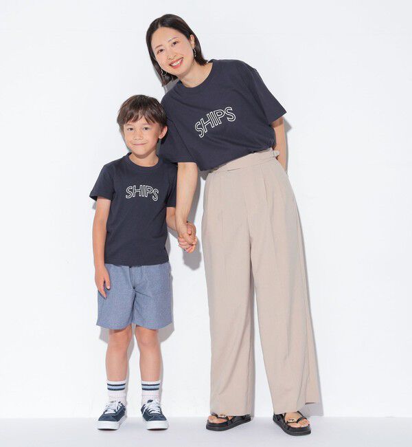 SHIPS KIDS「【WEB限定】SHIPS KIDS:100～160cm / 〈家族おそろい〉SHIPS ラウンド プリント ロゴ  Tシャツ」|Tシャツ・カットソー|