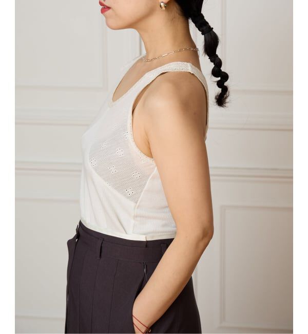 IENA LA BOUCLE「IENA LA BOUCLE テレコレースコンビタンクトップ」|タンクトップ|