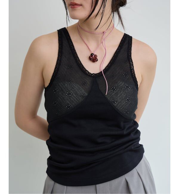 IENA LA BOUCLE「IENA LA BOUCLE テレコレースコンビタンクトップ」|タンクトップ|