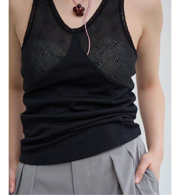 IENA LA BOUCLE「IENA LA BOUCLE テレコレースコンビタンクトップ」|タンクトップ|