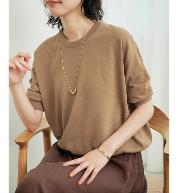 SLOBE IENA「《WEB限定/追加/シリーズあり》コットンキュプラハーフスリーブプルオーバー」|ニット・セーター|