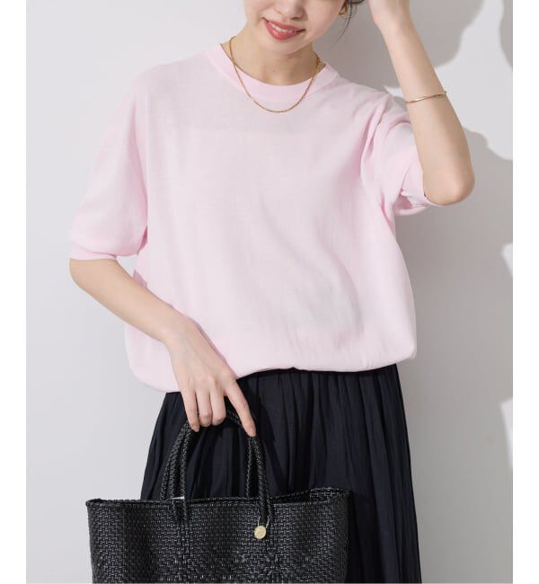 SLOBE IENA「《WEB限定/追加/シリーズあり》コットンキュプラハーフスリーブプルオーバー」|ニット・セーター|