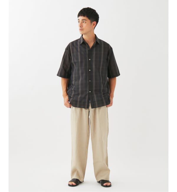 EDIFICE「リネン 1タック ワイド パンツ」|スラックス|