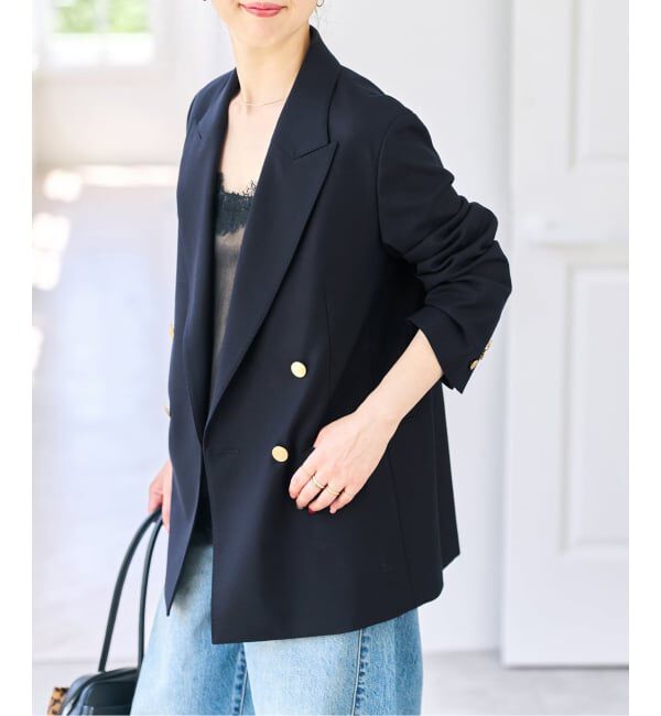 Spick and Span「《追加》ウールブレンドダブルブレストジャケット」|テーラードジャケット|ネイビー