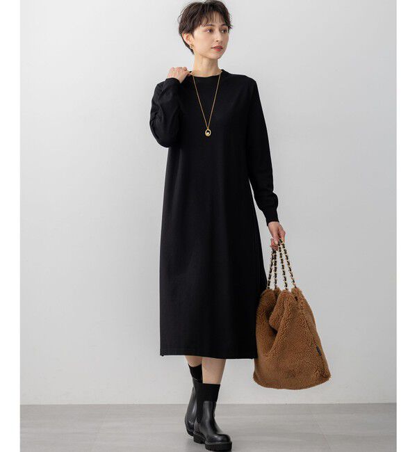 23区「【洗える/吊り干しOK】ヴィスコースストレッチ  バックデザイン ニットワンピース」|ワンピース|
