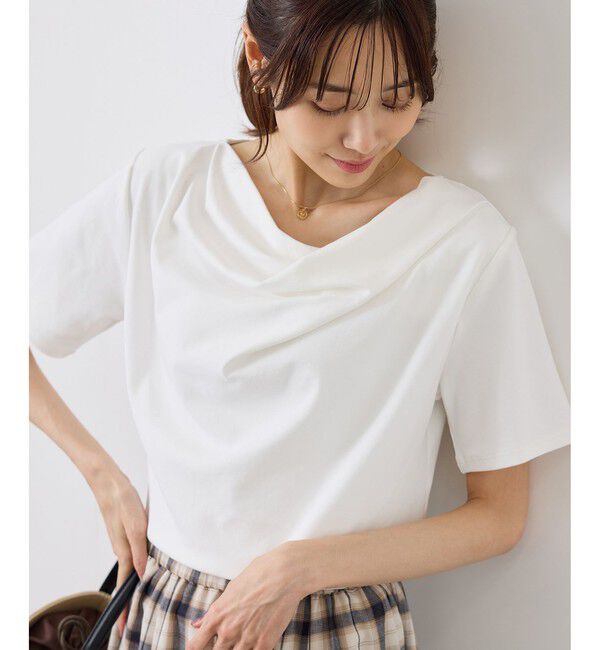 Rope&rsquo;Picnic「ハーフスリーブドレープカットトップス」|Tシャツ・カットソー|ホワイト(10)