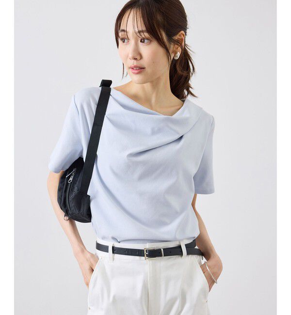 Rope&rsquo;Picnic「ハーフスリーブドレープカットトップス」|Tシャツ・カットソー|サックス(48)