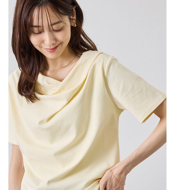 Rope&rsquo;Picnic「ハーフスリーブドレープカットトップス」|Tシャツ・カットソー|クリーム(83)