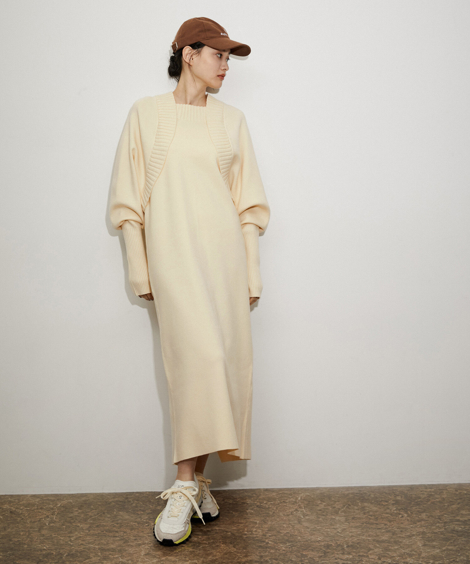 ADAM ET ROPE'「【サステナブル】ボレロドッキングニットワンピース」|ワンピース|