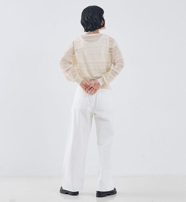 collex「レーシー柄クルーネックニットカーディガン」|カーディガン|