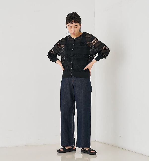 collex「レーシー柄クルーネックニットカーディガン」|カーディガン|