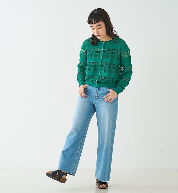 collex「レーシー柄クルーネックニットカーディガン」|カーディガン|