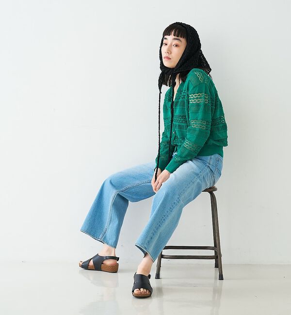 collex「レーシー柄クルーネックニットカーディガン」|カーディガン|