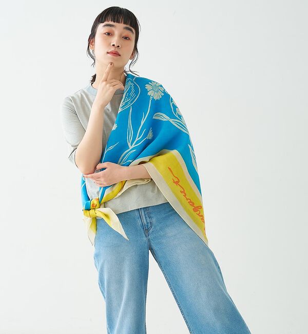 collex「【manipuri/マニプリ】ストールフローラ 120&times;120」|バンダナ・スカーフ|ブルー