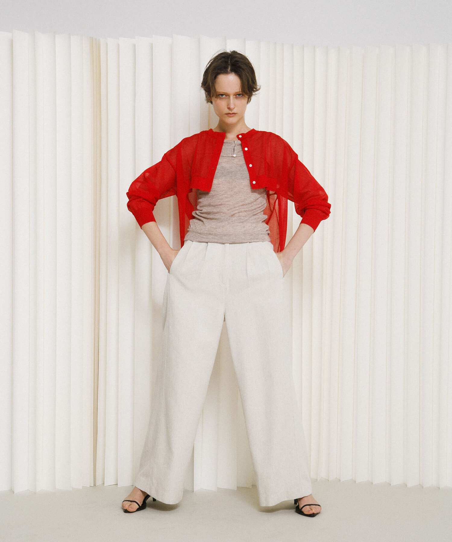 LAATO「sheer cardigan」|カーディガン|レッド