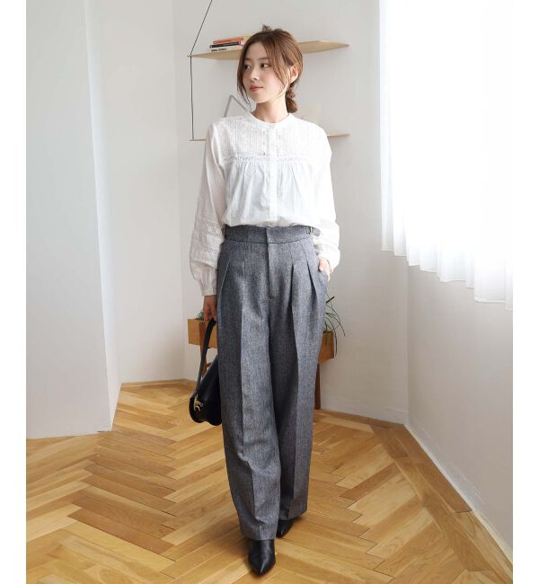 le.coeur blanc「ヘリンボーンタックワイドパンツ」|その他|
