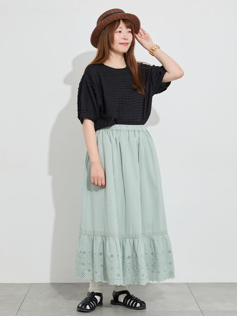 Samansa Mos2「【販路限定】裾レース切替ギャザースカート」|スカート|