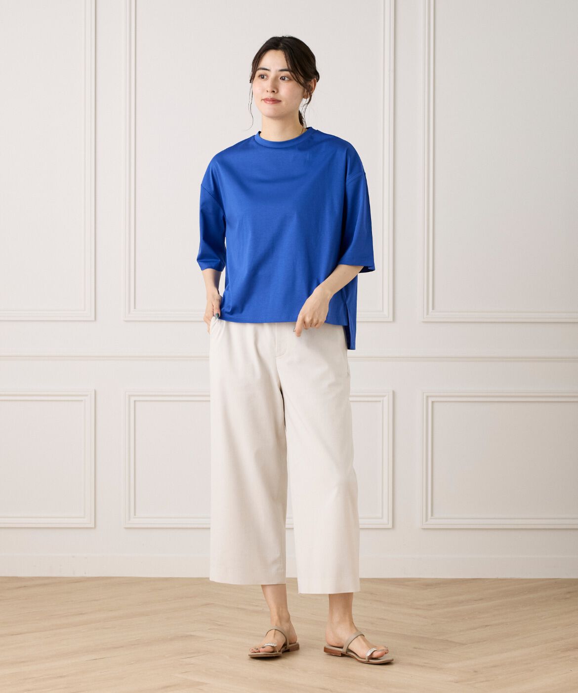 7-IDconcept.「《大きいサイズ》五分袖Tシャツ《接触冷感》」|Tシャツ・カットソー|