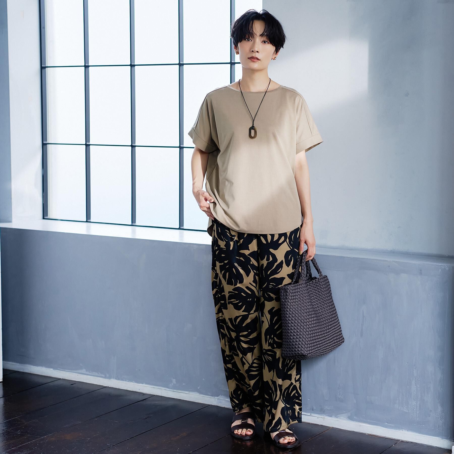 UNTITLED「【セットアップ可/接触冷感】ヴィンテージライクドルマンカットソー」|Tシャツ・カットソー|