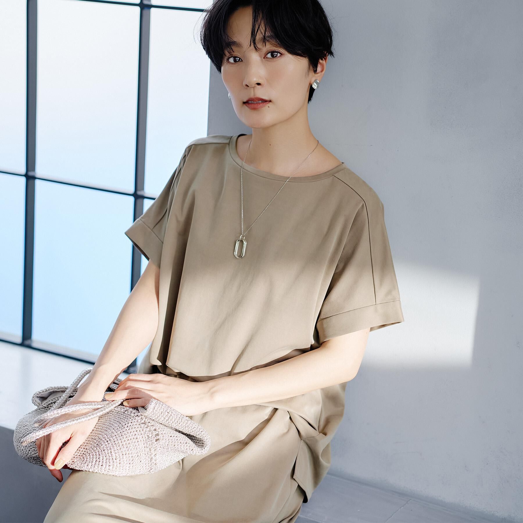 UNTITLED「【セットアップ可/接触冷感】ヴィンテージライクドルマンカットソー」|Tシャツ・カットソー|カーキ(027)