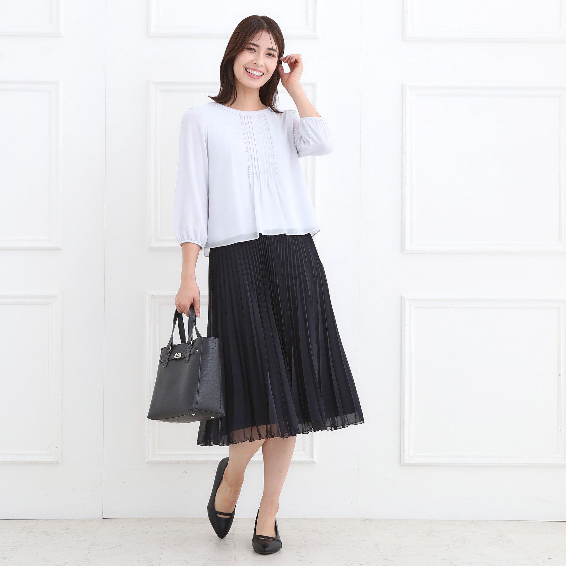 Reflect「【SS-4Lサイズ】シフォンジョーゼットプリーツスカート」|スカート|