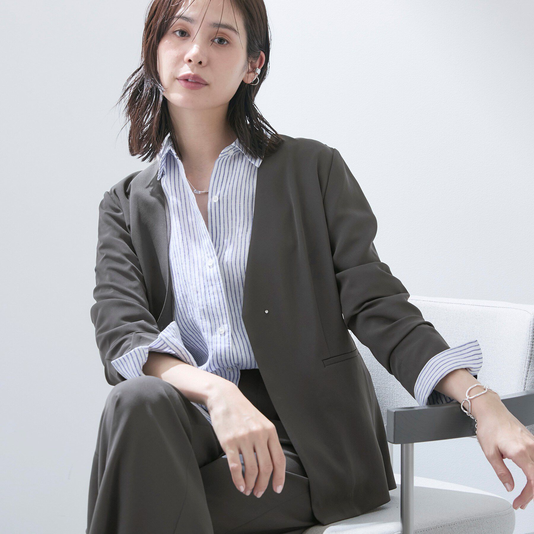 INDIVI「【接触冷感／透湿／着る日傘】ノーカラージャケット」|ノーカラージャケット|