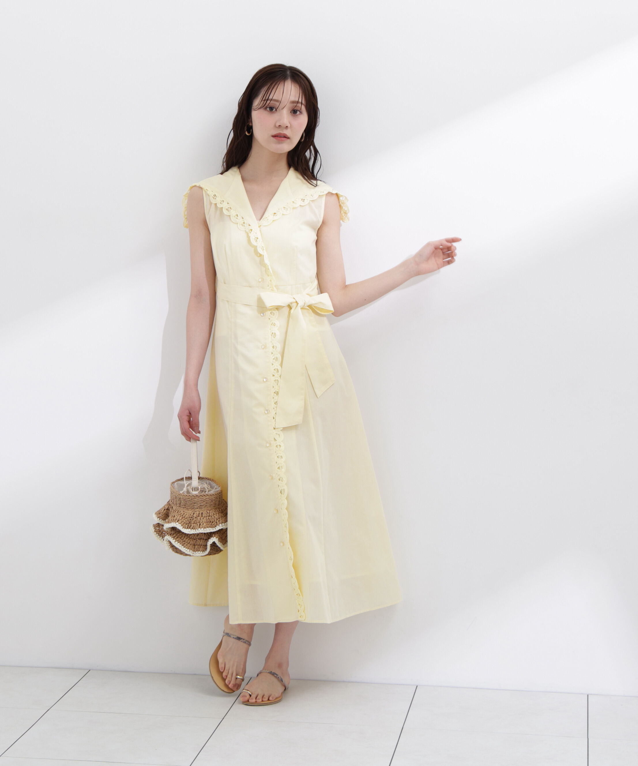 PROPORTION BODY DRESSING「＜中川紅葉さん着用＞セーラーカラーレーストリムワンピース」|ワンピース|