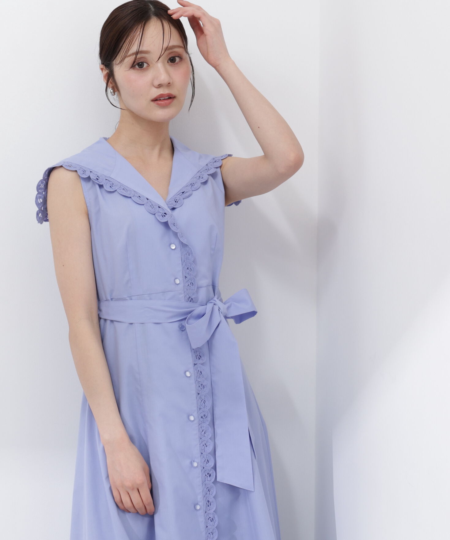 PROPORTION BODY DRESSING「＜中川紅葉さん着用＞セーラーカラーレーストリムワンピース」|ワンピース|