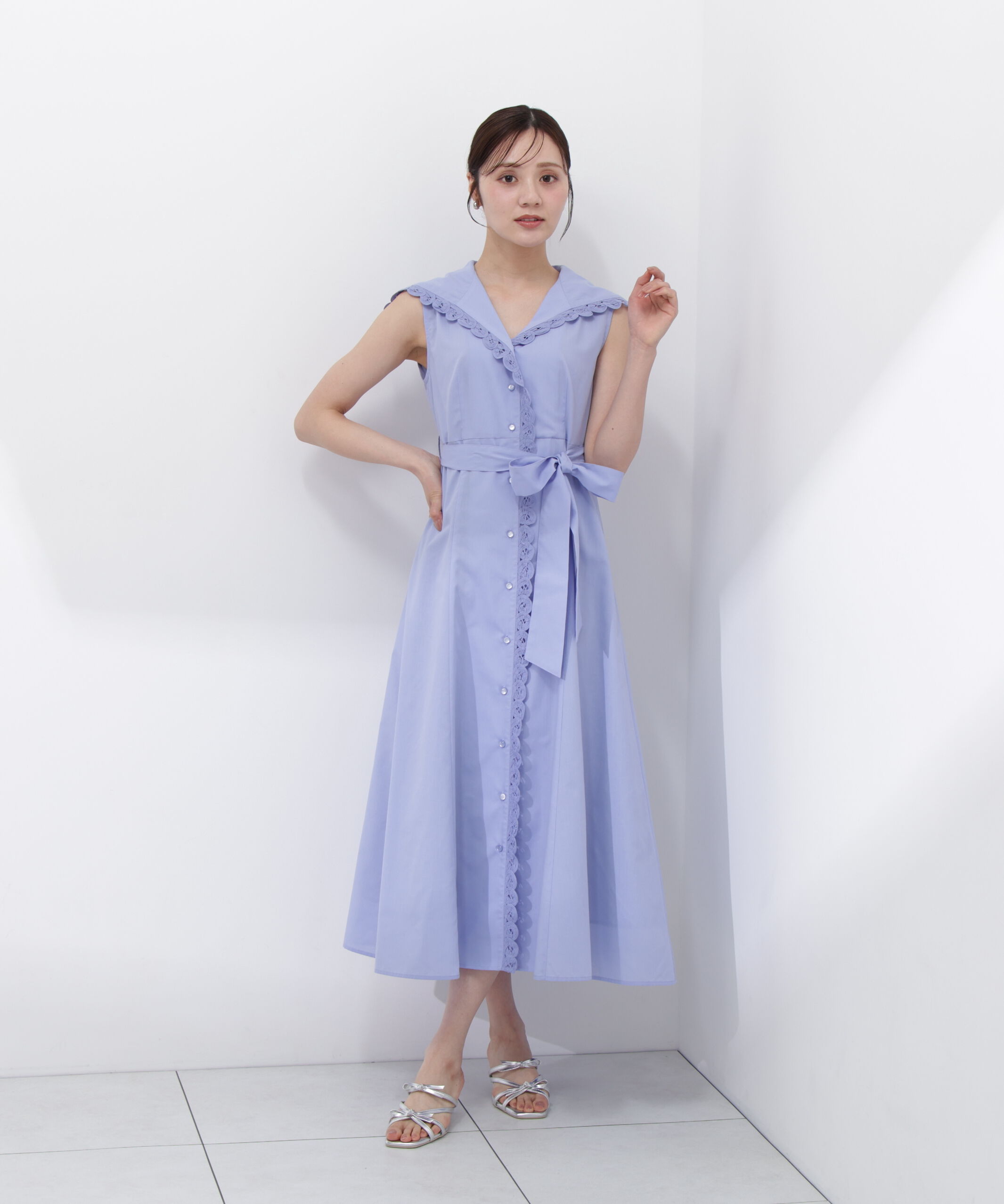 PROPORTION BODY DRESSING「＜中川紅葉さん着用＞セーラーカラーレーストリムワンピース」|ワンピース|