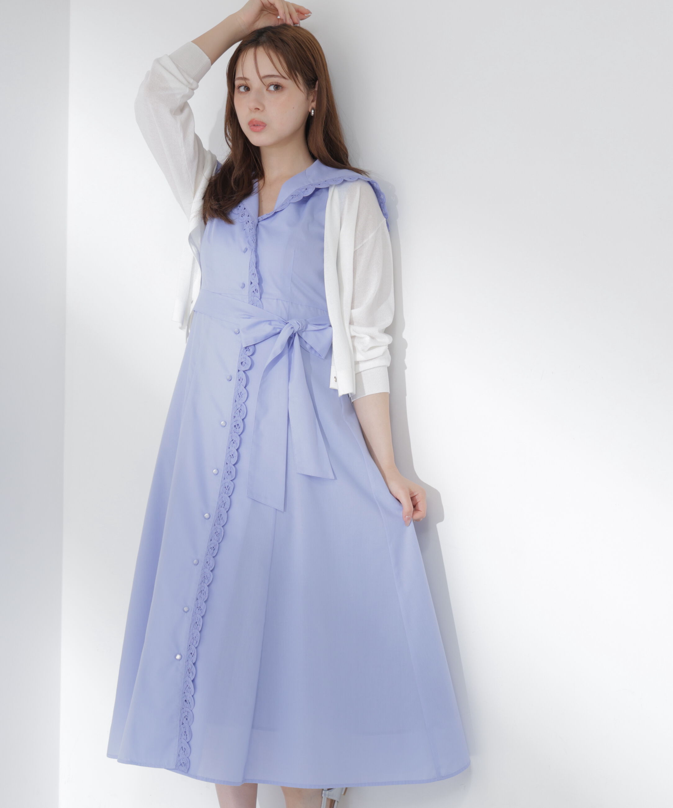 PROPORTION BODY DRESSING「＜中川紅葉さん着用＞セーラーカラーレーストリムワンピース」|ワンピース|