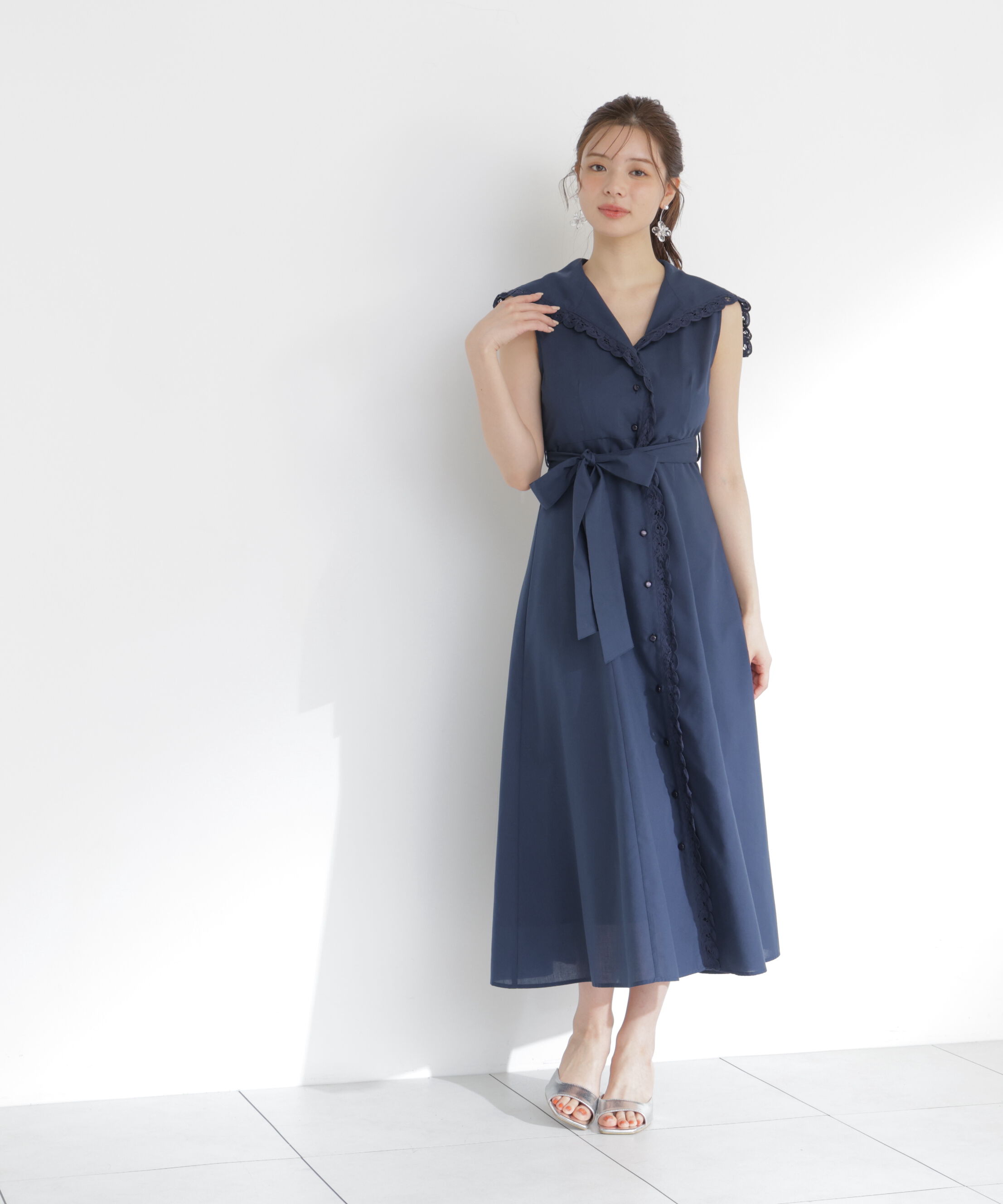 PROPORTION BODY DRESSING「＜中川紅葉さん着用＞セーラーカラーレーストリムワンピース」|ワンピース|
