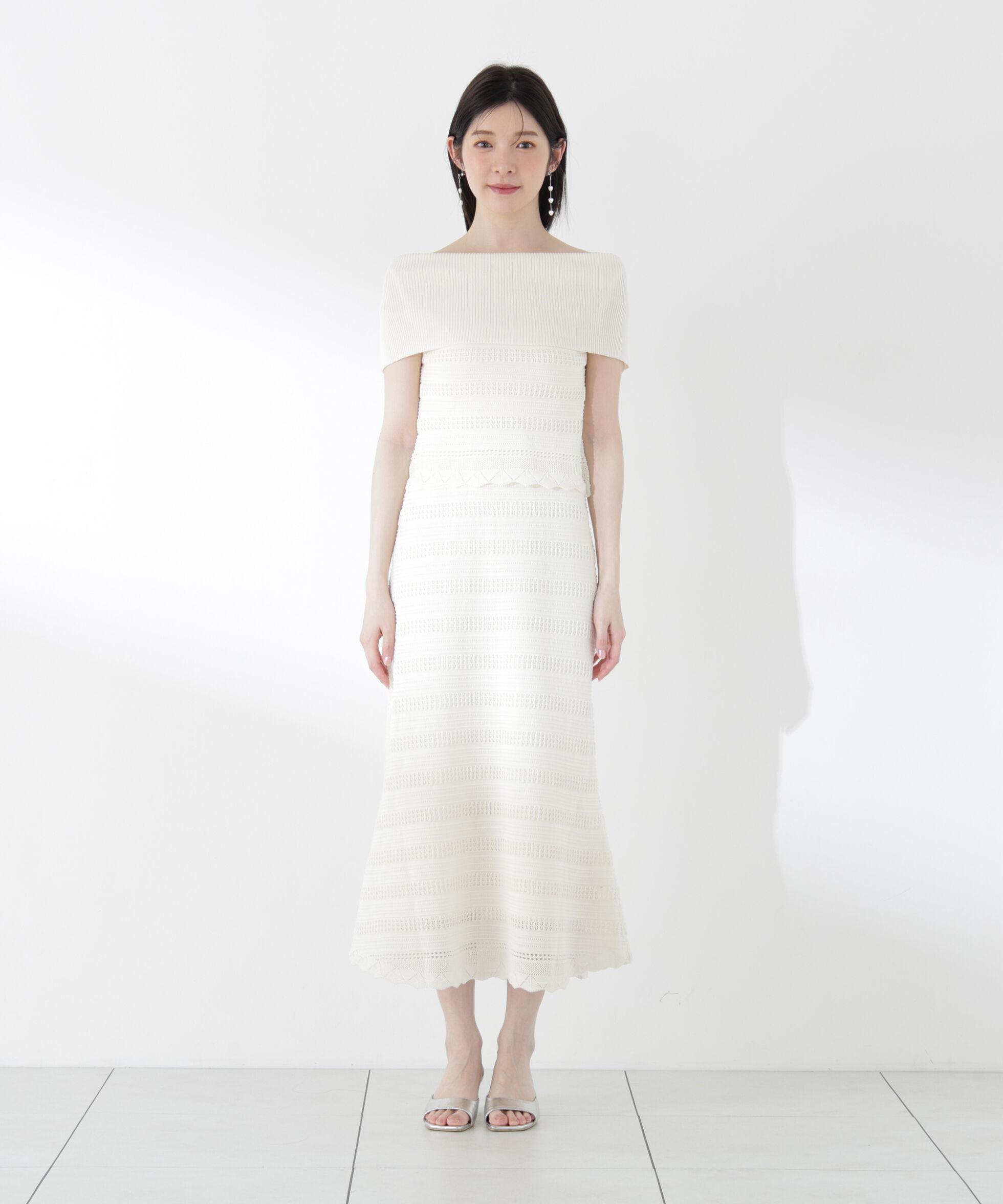 PROPORTION BODY DRESSING「＜中川紅葉さん着用＞透かし編みオフショルセットアップ」|ワンピース|