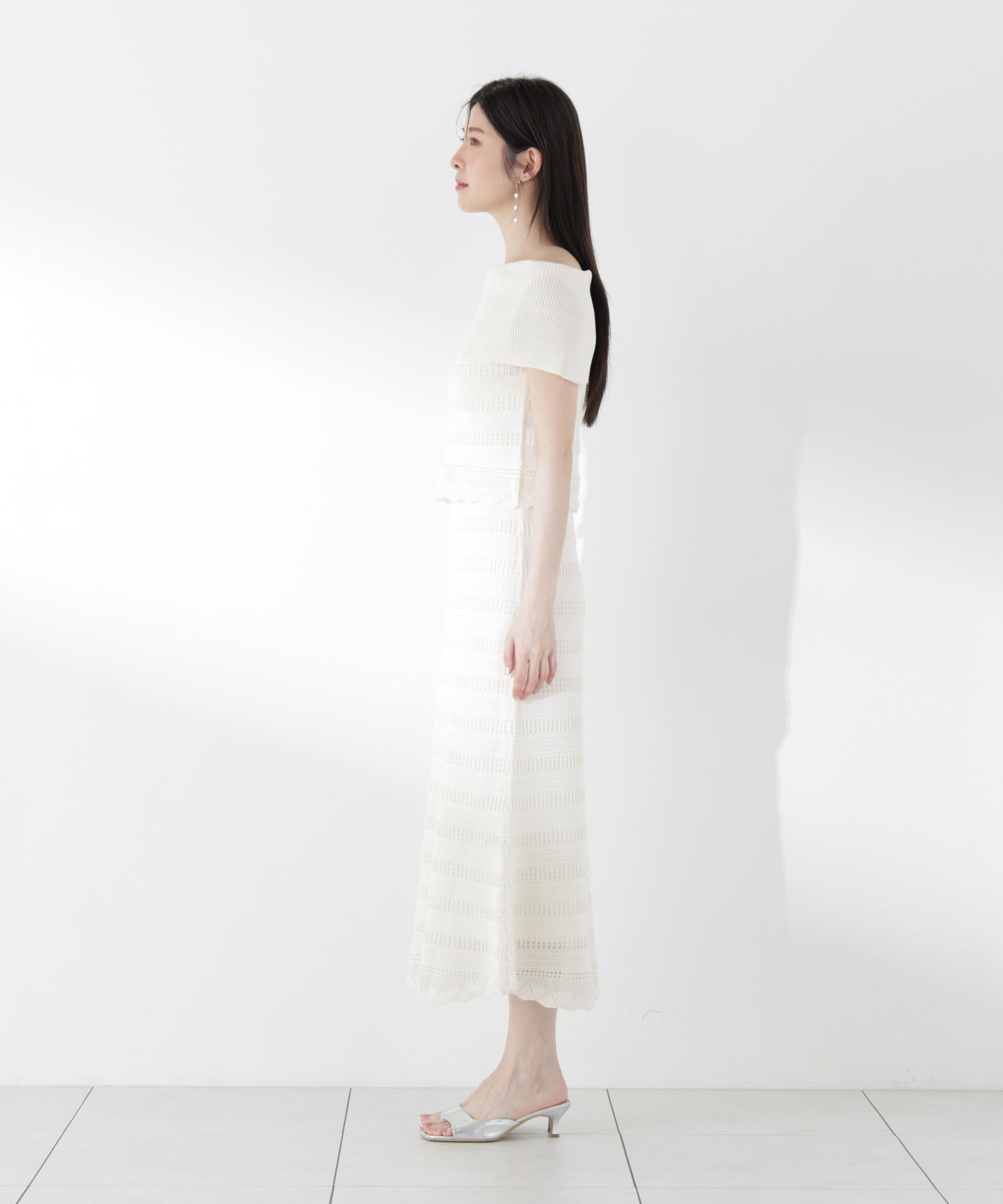 PROPORTION BODY DRESSING「＜中川紅葉さん着用＞透かし編みオフショルセットアップ」|ワンピース|