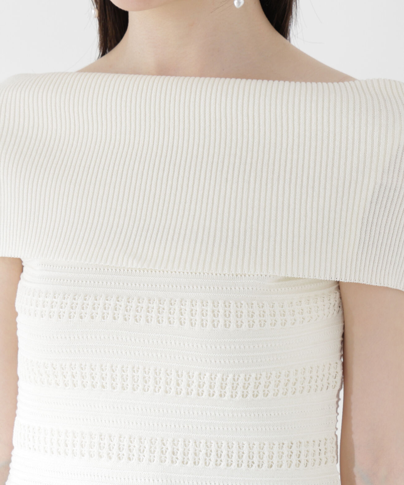 PROPORTION BODY DRESSING「＜中川紅葉さん着用＞透かし編みオフショルセットアップ」|ワンピース|
