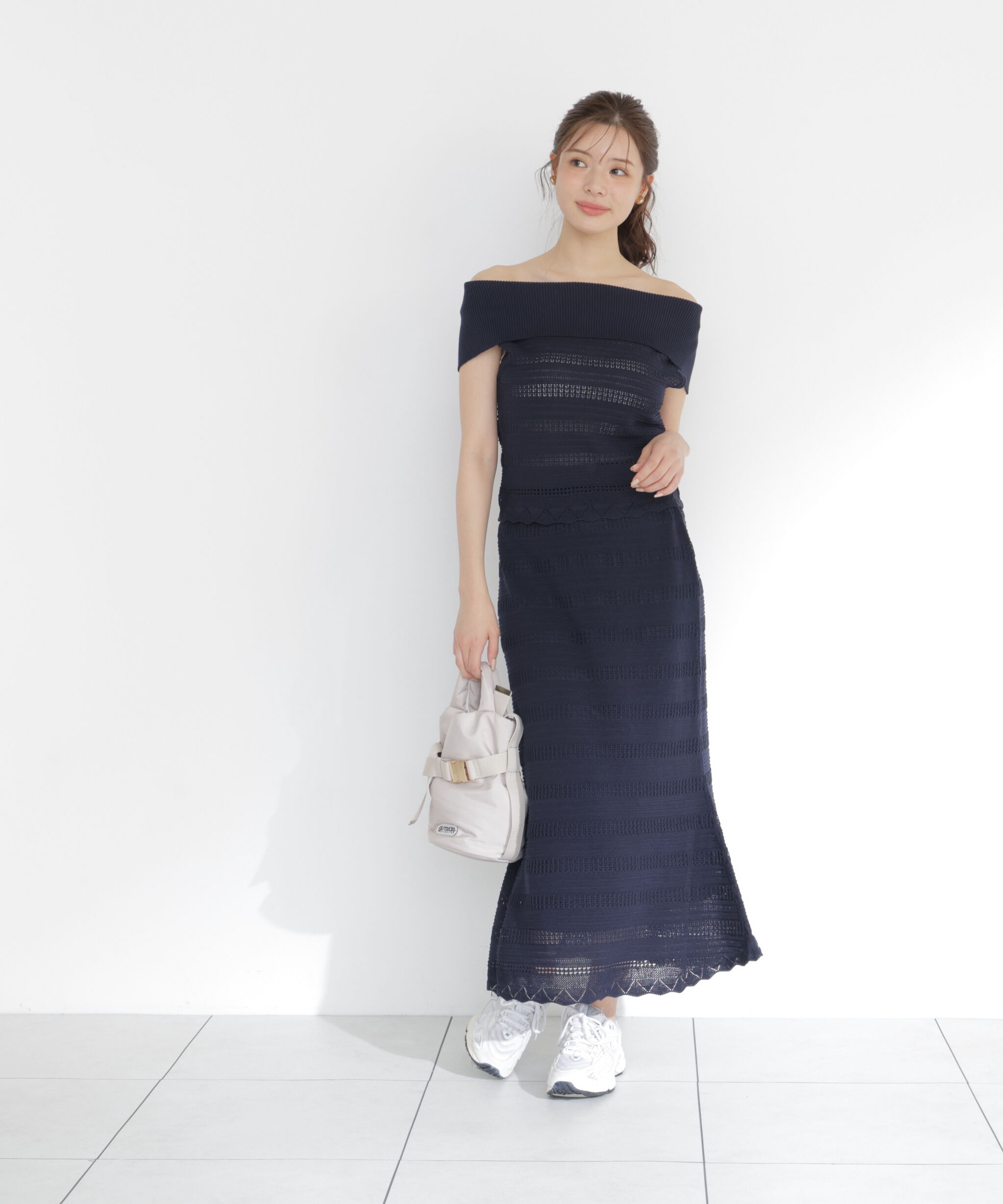 PROPORTION BODY DRESSING「＜中川紅葉さん着用＞透かし編みオフショルセットアップ」|ワンピース|