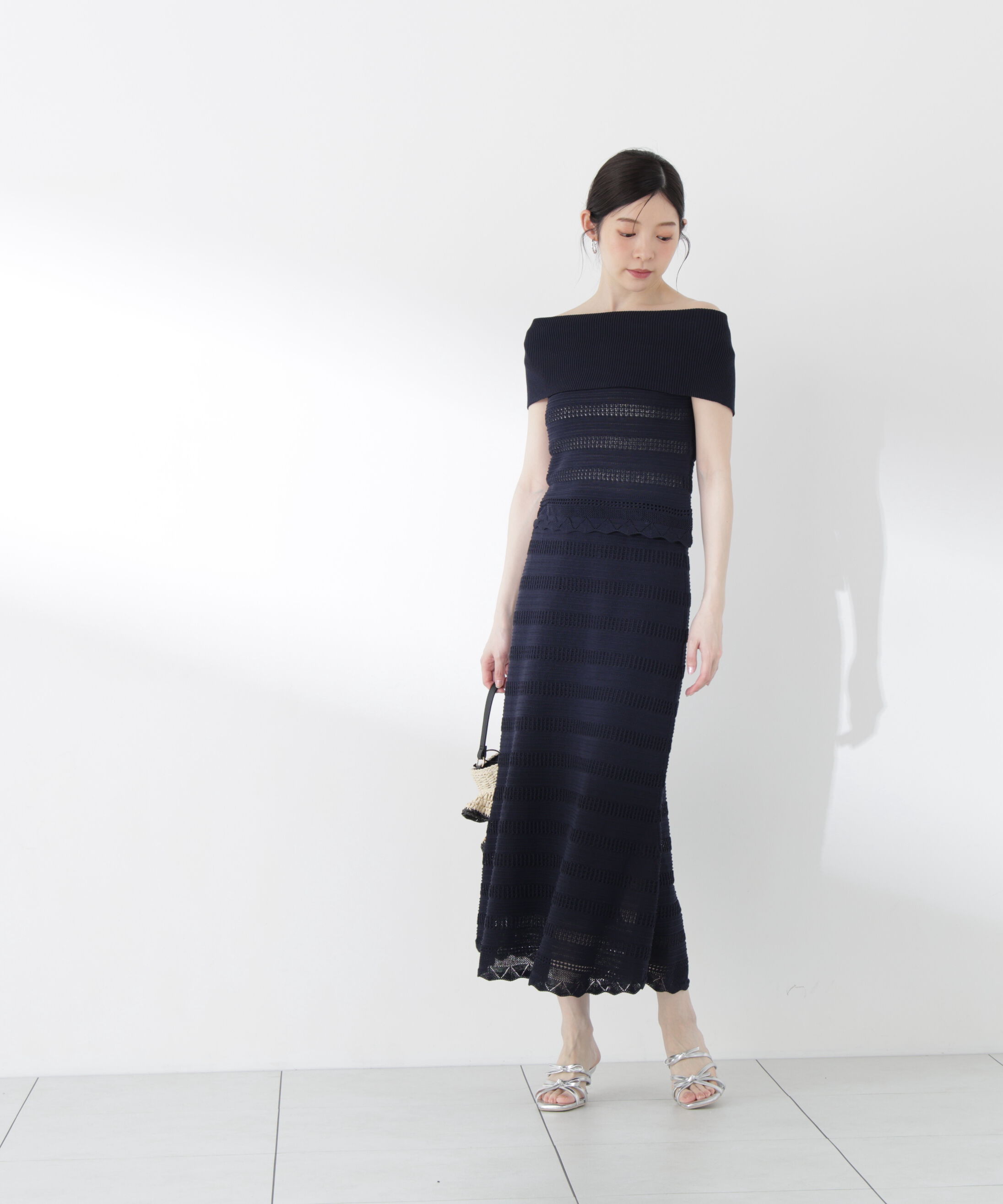 PROPORTION BODY DRESSING「＜中川紅葉さん着用＞透かし編みオフショルセットアップ」|ワンピース|
