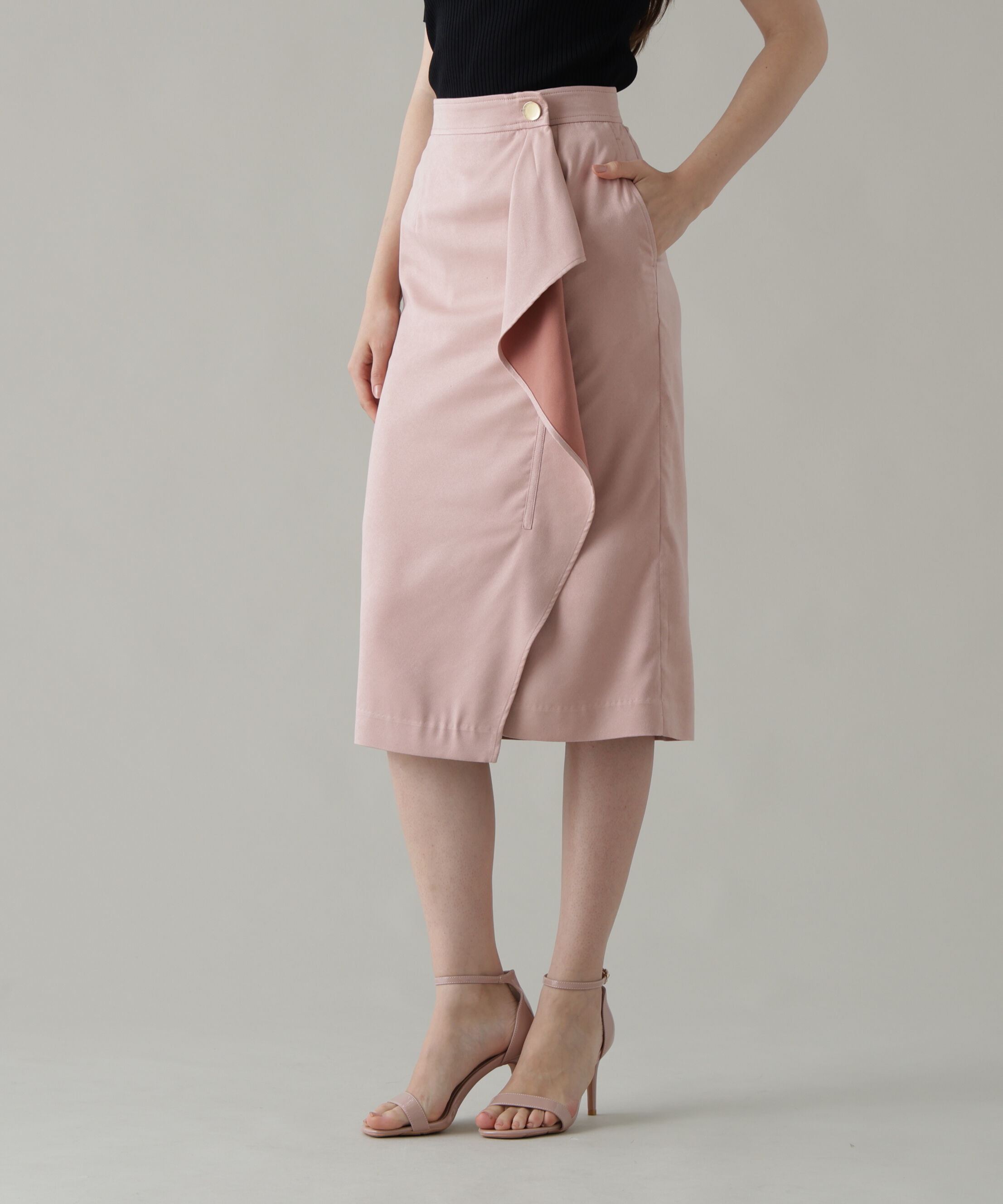  「フロントラッフルスエードスカート」|スカート|