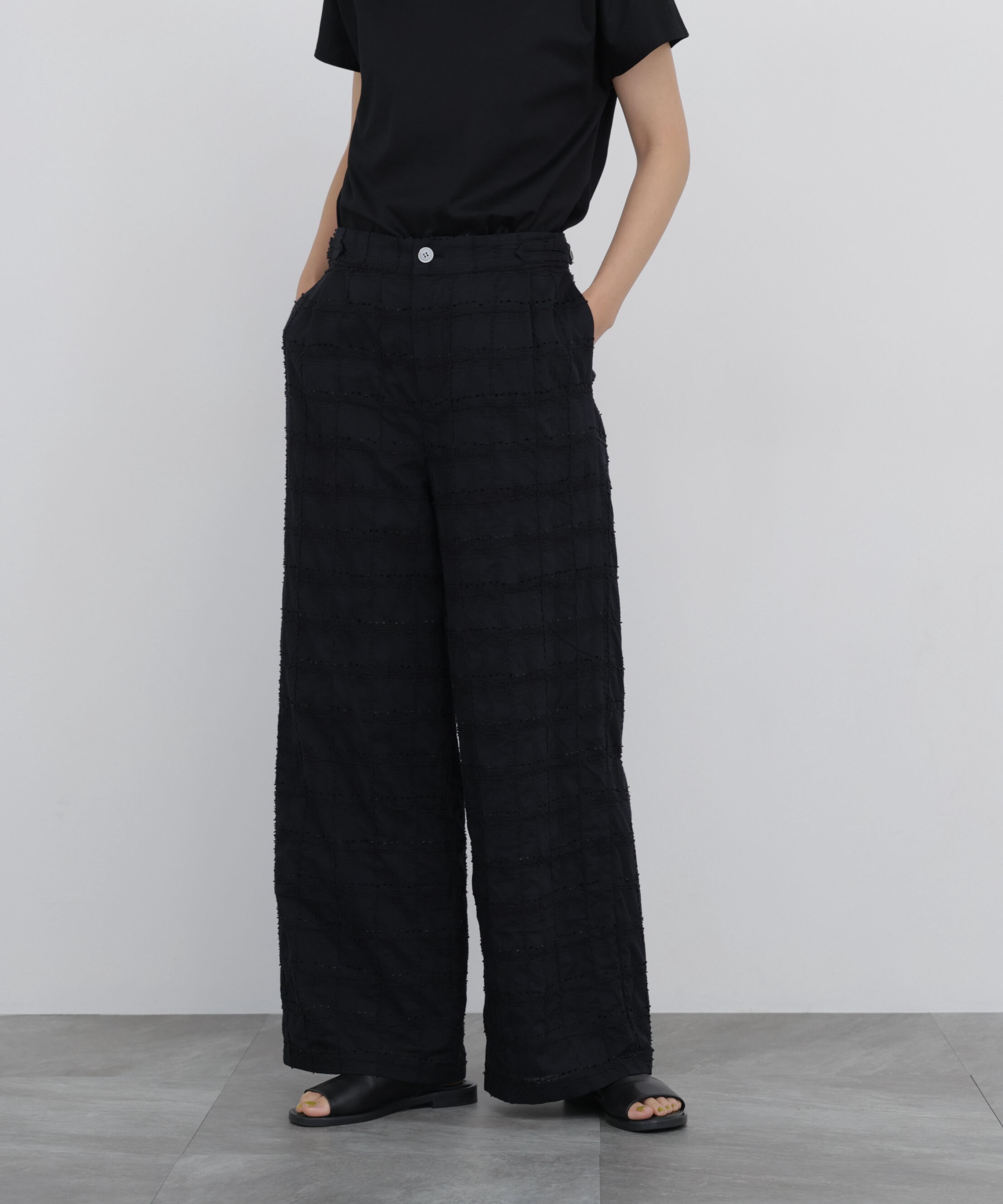  「◆《洗える》 モール刺繍チェック柄パンツ」|その他|