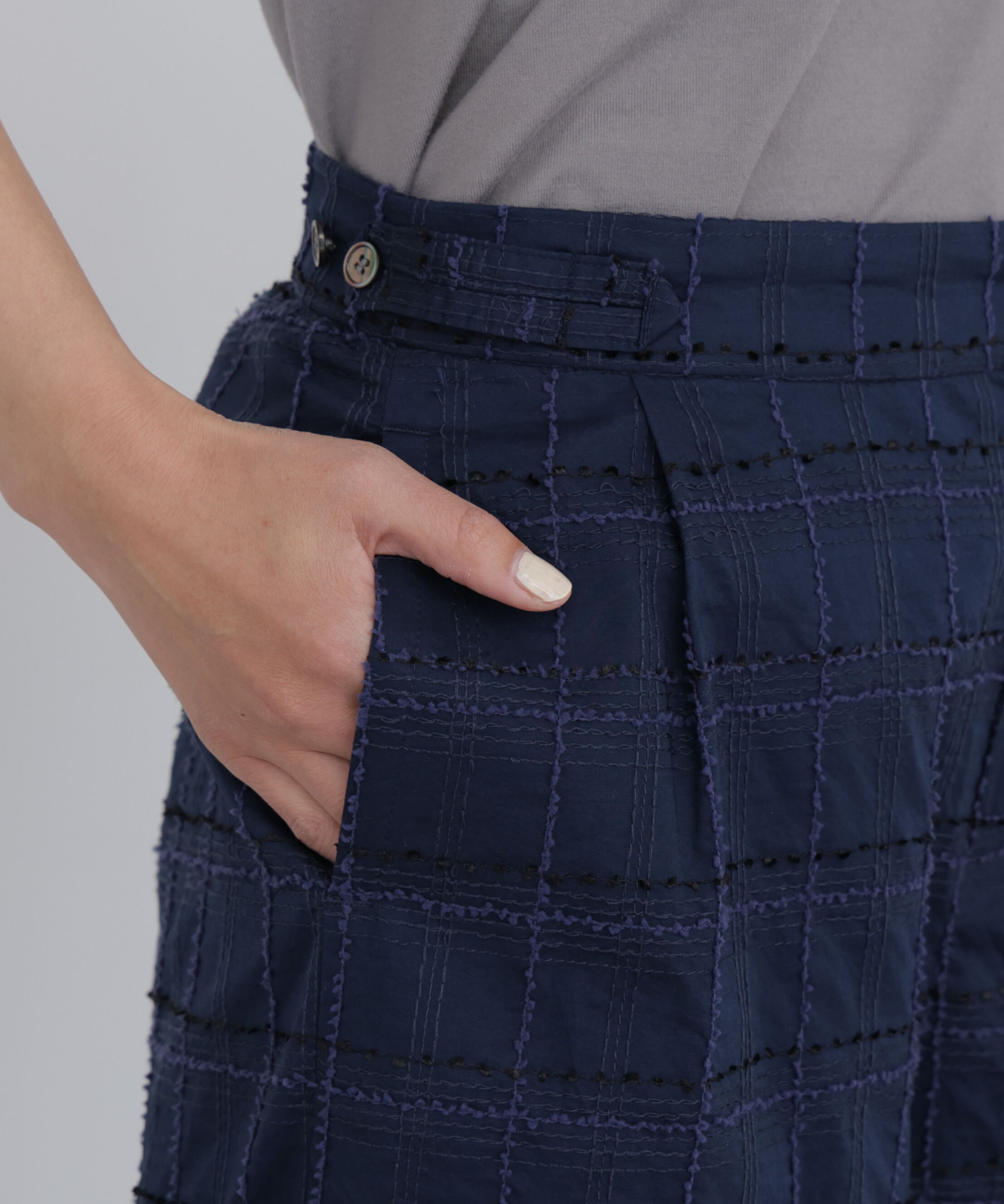  「◆《洗える》 モール刺繍チェック柄パンツ」|その他|