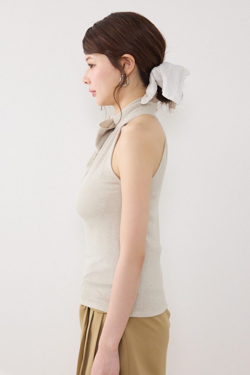 rienda「ラメフライスリボンネックトップス」|Tシャツ・カットソー|