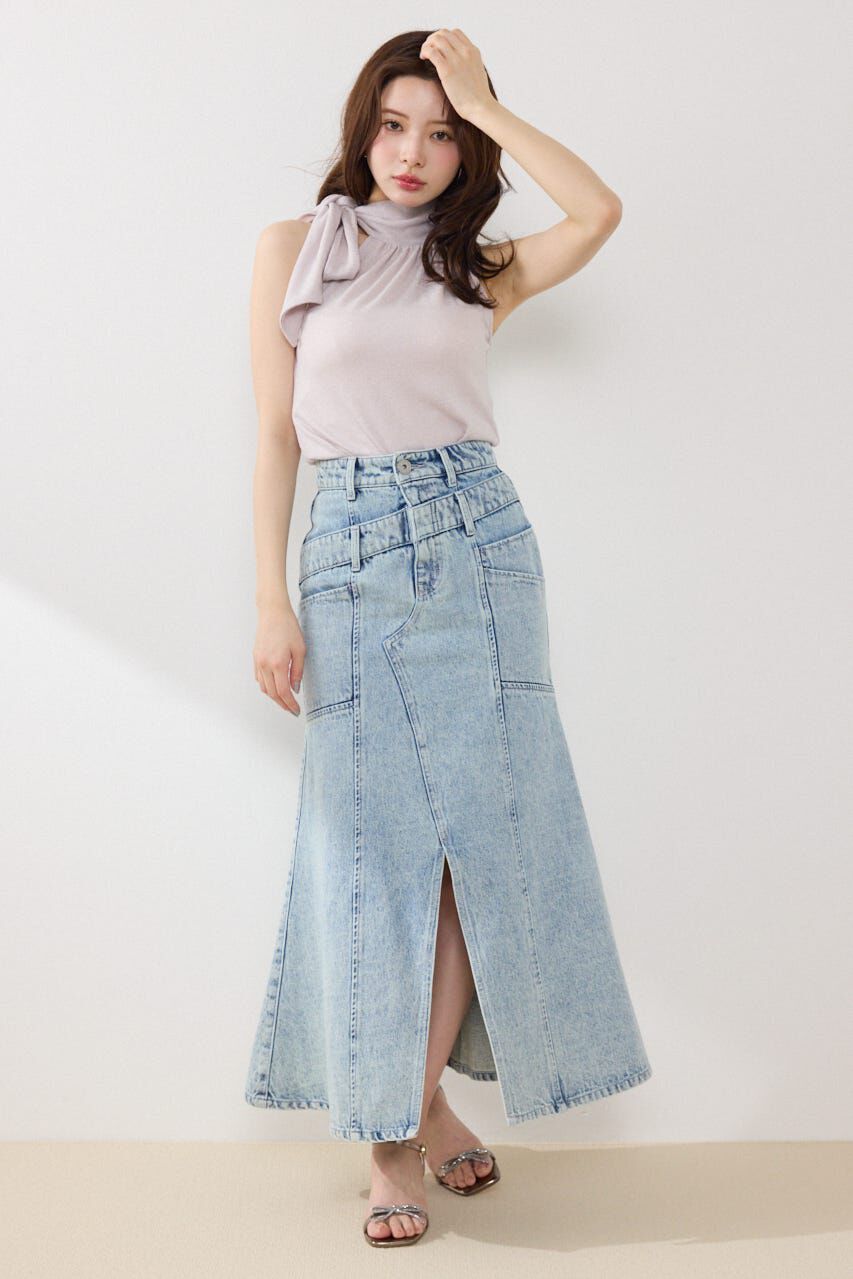 rienda「ラメフライスリボンネックトップス」|Tシャツ・カットソー|
