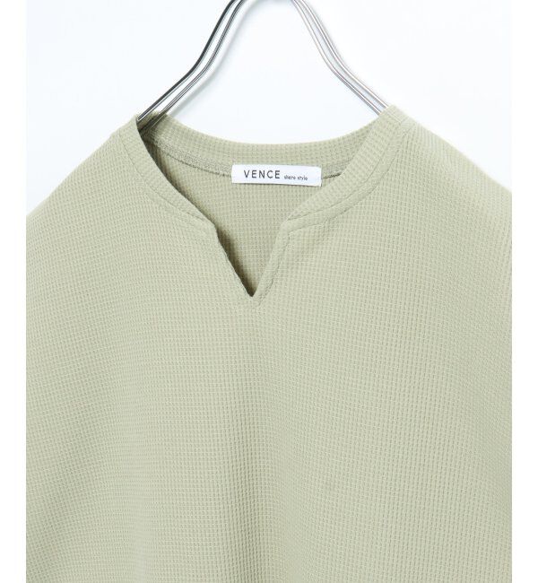 VENCE share style「ワッフルキーネックセットアップ＋ポーチ3点セット」|Tシャツ・カットソー|