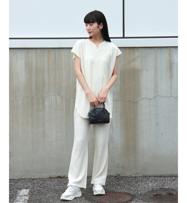 VENCE share style「ワッフルキーネックセットアップ＋ポーチ3点セット」|Tシャツ・カットソー|